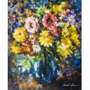 Gallery value USD13900 HOME FLOWERS - PALETTE KNIFE Oil Painting On Canvas By Leonid Afremov